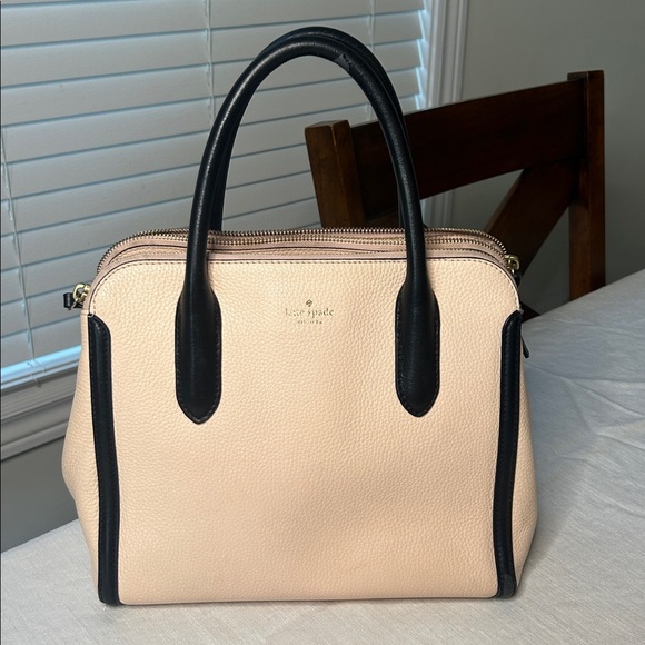 Kate Spade New York Caroline Lane Duncan Soft Roseta/Black Leather Satchel Bag - Picture 3 of 17